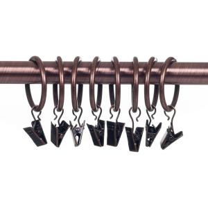 Lavish Home Curtain Rod Ring Clips,1.25-Inch, Silver, Set of 8(Copper)