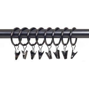 Lavish Home Curtain Rod Ring Clips,1.25-Inch, Silver, Set of 8(Pewter)