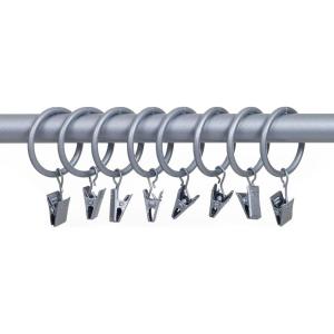 Lavish Home Curtain Rod Ring Clips,1.25-Inch, Silver, Set of 8(Silver)