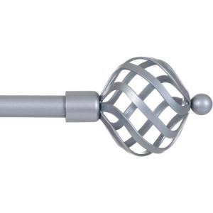Lavish Home Twisted Sphere Curtain Rod 3/4 inch – Silver