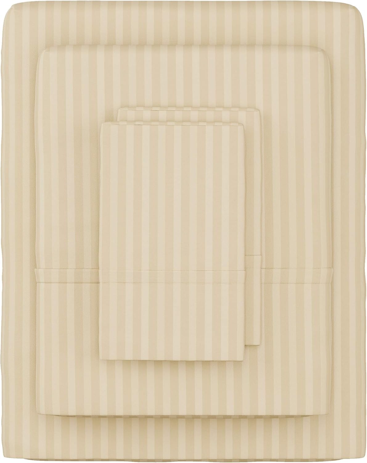 imageLavish Home Embossed Stripe Brushed Microfiber Sheet Set 4 Piece Hypoallergenic Bed Linens with Deep Pocket Fitted Sheet amp 2 Pillowcases Queen Ivory 66SS005Ivory
