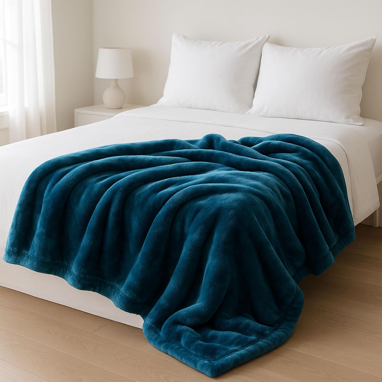 image:imageLavish Home Faux Fur Throw Blanket Oversized 91x81 Soft MinkStyle MachineWashable Bedding 78lb Heavy Throw Blanket for Bed or Sofa CoffeeAqua