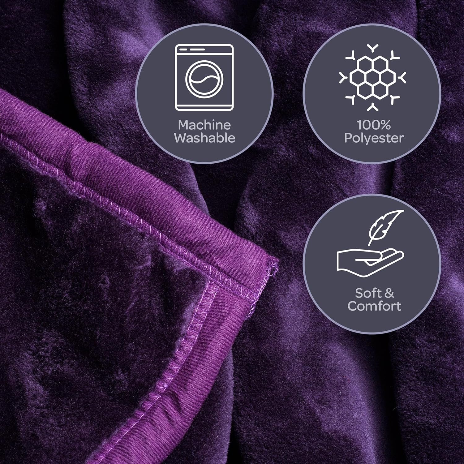 image:imageLavish Home Faux Fur Throw Blanket Oversized 91x81 Soft MinkStyle MachineWashable Bedding 78lb Heavy Throw Blanket for Bed or Sofa CoffeePurple