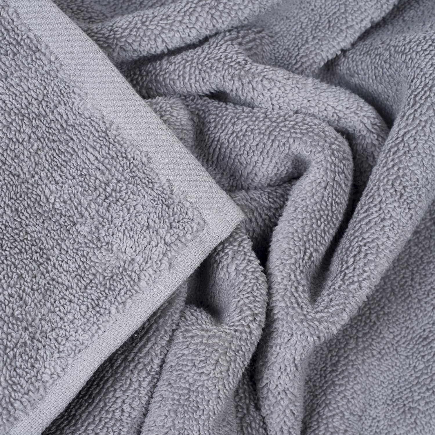 image:image100 Percent Cotton Towel Set Zero Twist Soft and Absorbent 6 Piece Set With 2 Bath Towels 2 Hand Cloths and 2 Washcloths Silver By Lavish Home