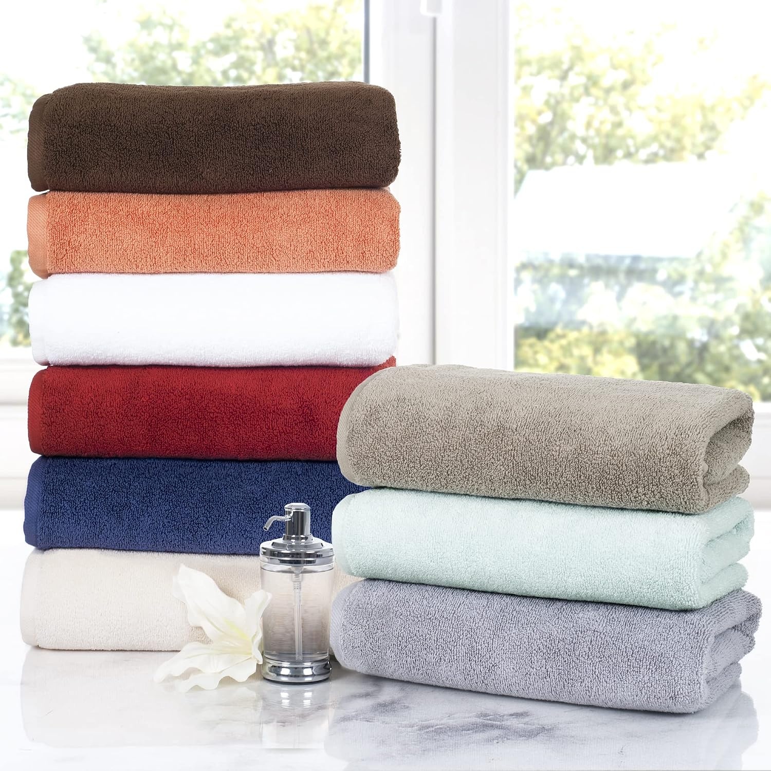 image:image100 Percent Cotton Towel Set Zero Twist Soft and Absorbent 6 Piece Set With 2 Bath Towels 2 Hand Cloths and 2 Washcloths Silver By Lavish Home