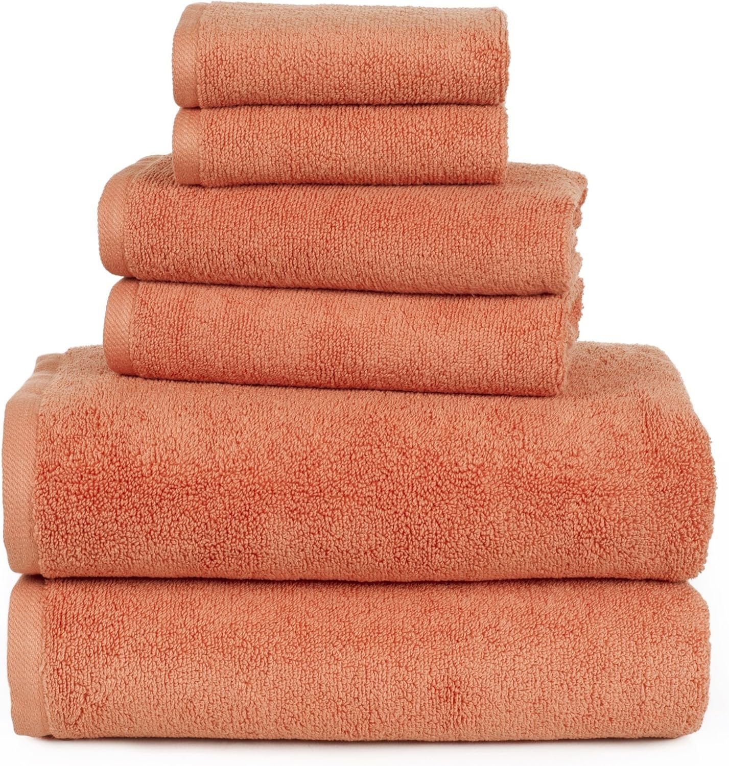 image:image6PC Towel Set Cotton Bathroom Accessories with 2 Bath Towels 2 Hand Cloths and 2 Washcloths Machine Washable Bath Sheets by Lavish Home TaupeBrick