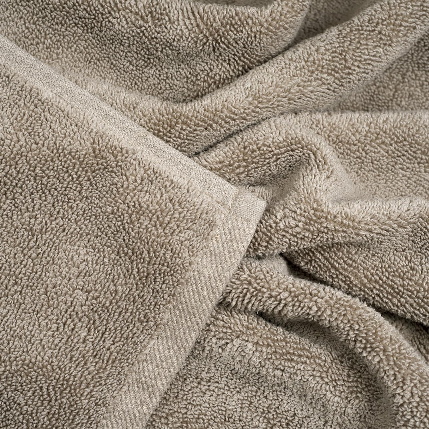 image:image6PC Towel Set Cotton Bathroom Accessories with 2 Bath Towels 2 Hand Cloths and 2 Washcloths Machine Washable Bath Sheets by Lavish Home TaupeTaupe