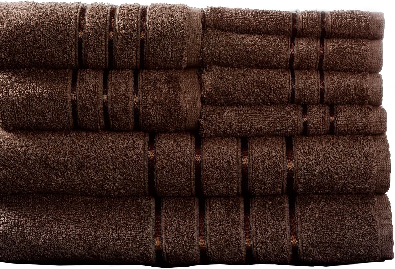 image:imageLavish Home 8PC Plush Bathroom Towels Set 650GSM 100 Cotton Bathroom Essentials with 4 Absorbent Wash Cloths 2 Hand Cloths and 2 Bath Towel for Shower Gym Dorm and Spa Brown