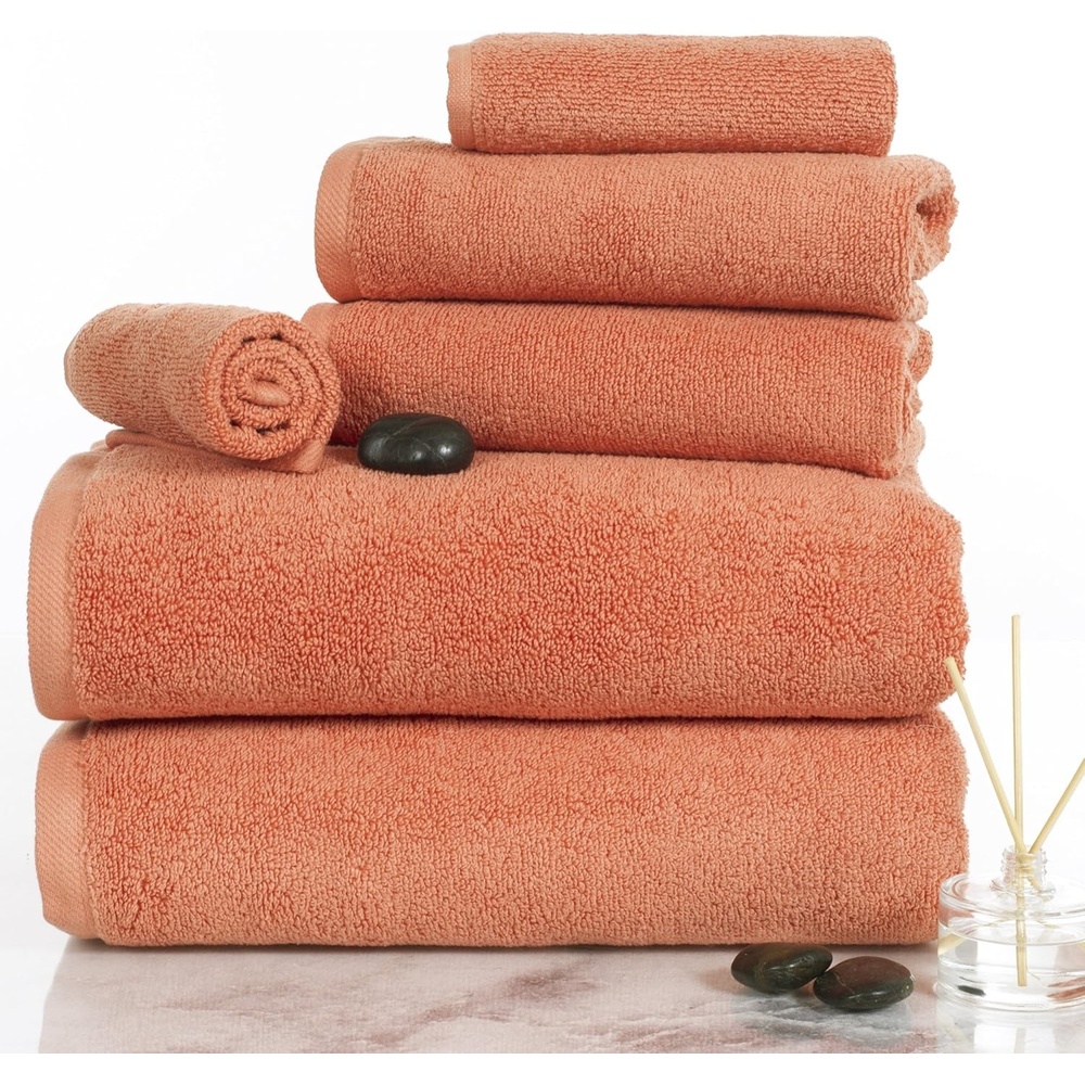 image:image6PC Towel Set Cotton Bathroom Accessories with 2 Bath Towels 2 Hand Cloths and 2 Washcloths Machine Washable Bath Sheets by Lavish Home TaupeBrick