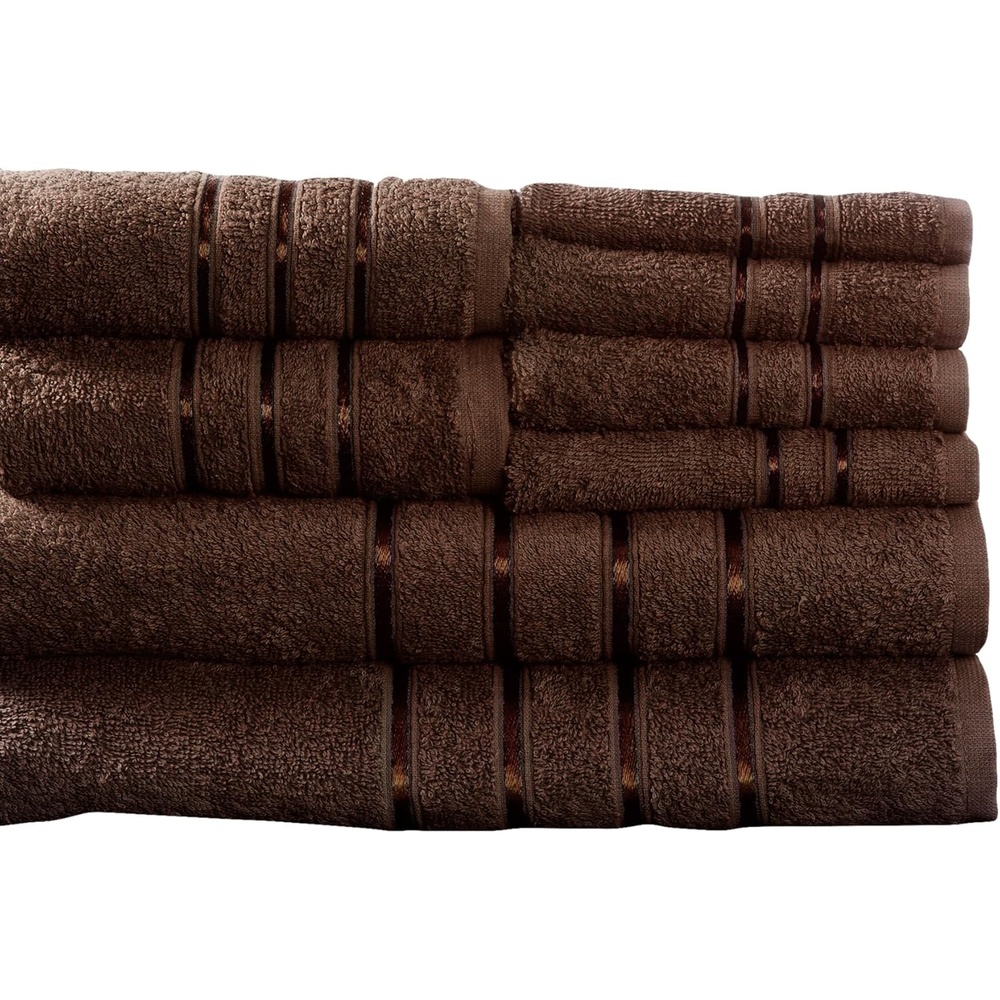 image:imageLavish Home 8PC Plush Bathroom Towels Set 650GSM 100 Cotton Bathroom Essentials with 4 Absorbent Wash Cloths 2 Hand Cloths and 2 Bath Towel for Shower Gym Dorm and Spa Brown