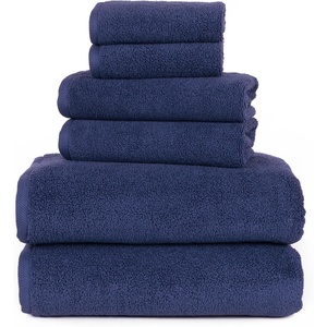 6PC Towel Set – Cotton Bathroom Accessories with 2 Bath Towels, 2 Hand Cloths, and 2 Washcloths – Machine Washable Bath Sheets by Lavish Home (Taupe)(Navy)