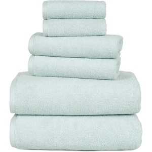 6PC Towel Set – Cotton Bathroom Accessories with 2 Bath Towels, 2 Hand Cloths, and 2 Washcloths – Machine Washable Bath Sheets by Lavish Home (Taupe)(Seafoam)