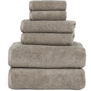 6PC Towel Set – Cotton Bathroom Accessories with 2 Bath Towels, 2 Hand Cloths, and 2 Washcloths – Machine Washable Bath Sheets by Lavish Home (Taupe)(Taupe)