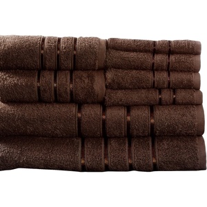 Lavish Home 8PC Plush Bathroom Towels Set – 650GSM 100% Cotton Bathroom Essentials with 4 Absorbent Wash Cloths, 2 Hand Cloths, and 2 Bath Towel for Shower, Gym, Dorm and Spa (Brown)