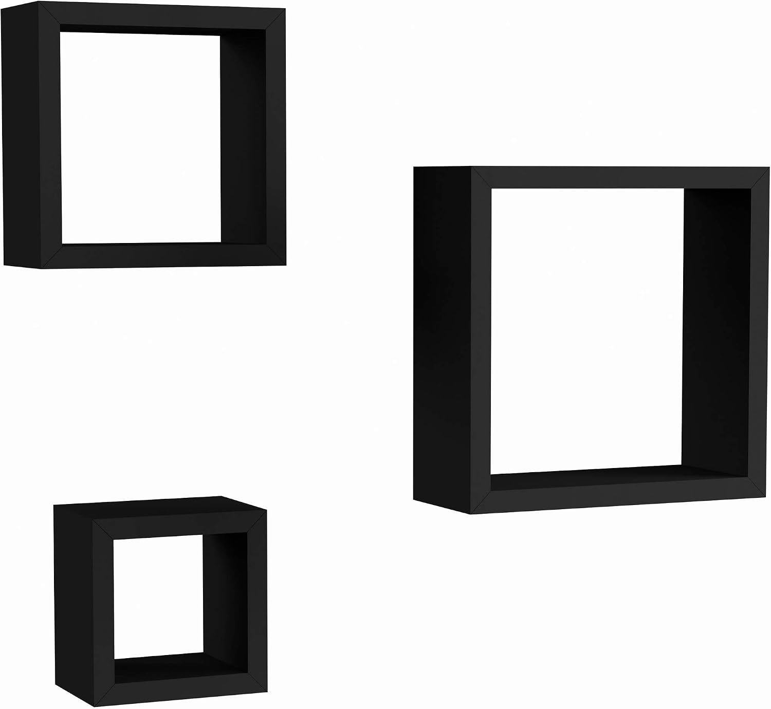 image:imageFloating Shelves Cube Wall Shelf Set with Hidden Brackets 3 Sizes to Display Dcor Books Photos More Hardware Included by Lavish Home Black