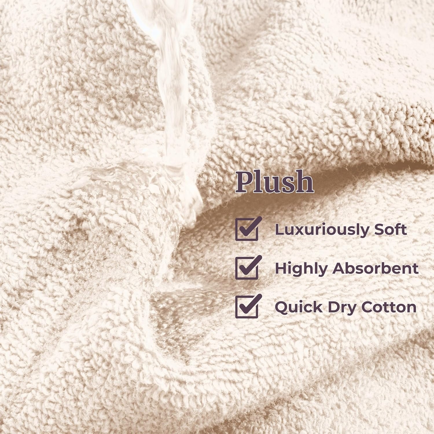 image:imageLavish Home 6 Piece Bathroom Towels Set 525GSM 100 Cotton Bathroom Essentials 2 Bath Sheets 2 Hand Towels and 2 Wash Cloths for Bath Shower Gym Spa and Dorm Room WhiteBeige