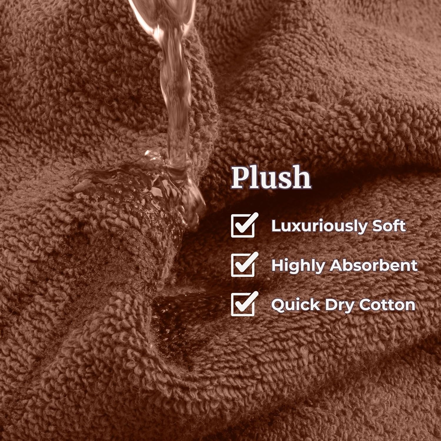 image:imageLavish Home 6 Piece Bathroom Towels Set 525GSM 100 Cotton Bathroom Essentials 2 Bath Sheets 2 Hand Towels and 2 Wash Cloths for Bath Shower Gym Spa and Dorm Room WhiteChocolate