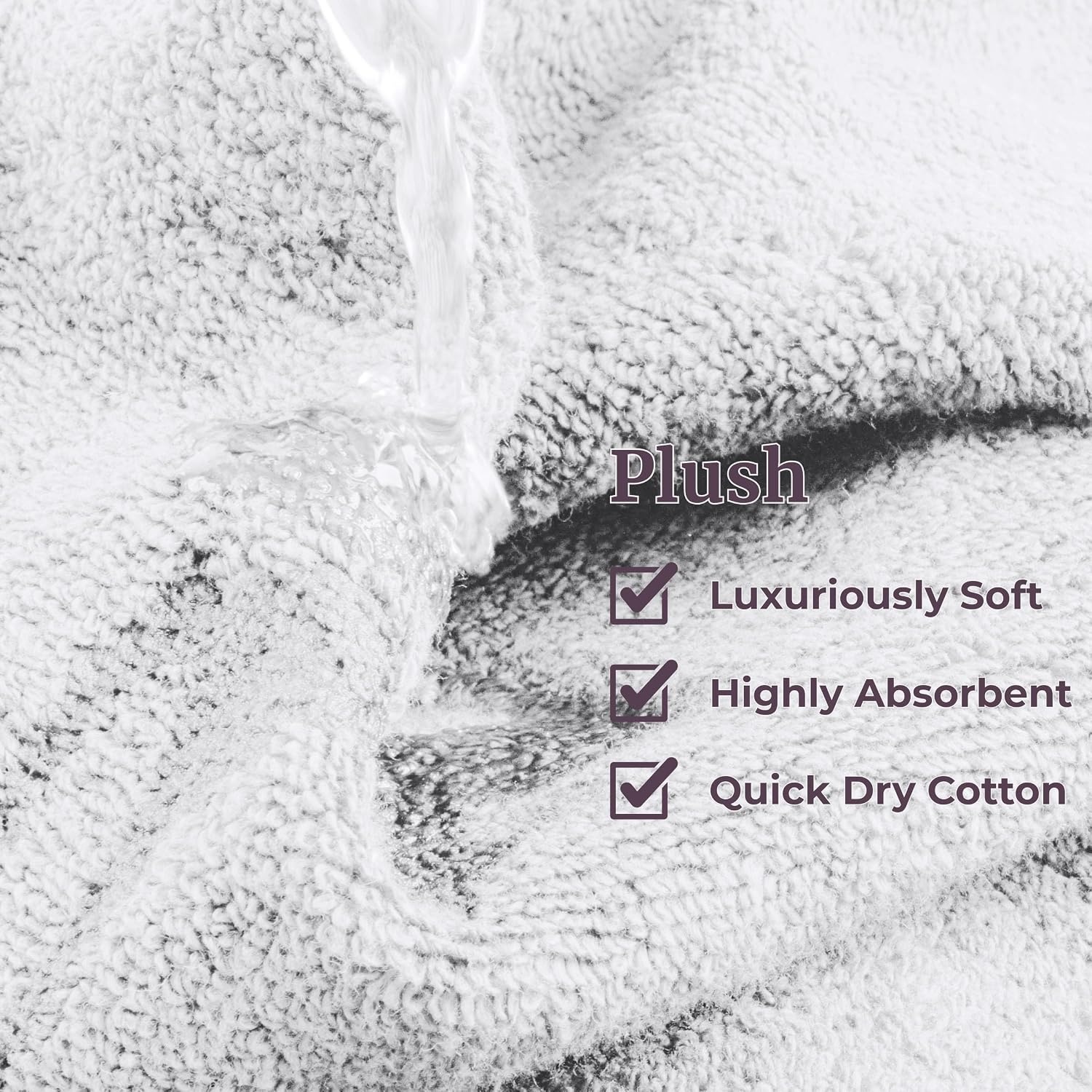 image:imageLavish Home 6 Piece Bathroom Towels Set 525GSM 100 Cotton Bathroom Essentials 2 Bath Sheets 2 Hand Towels and 2 Wash Cloths for Bath Shower Gym Spa and Dorm Room WhiteWhite and Black