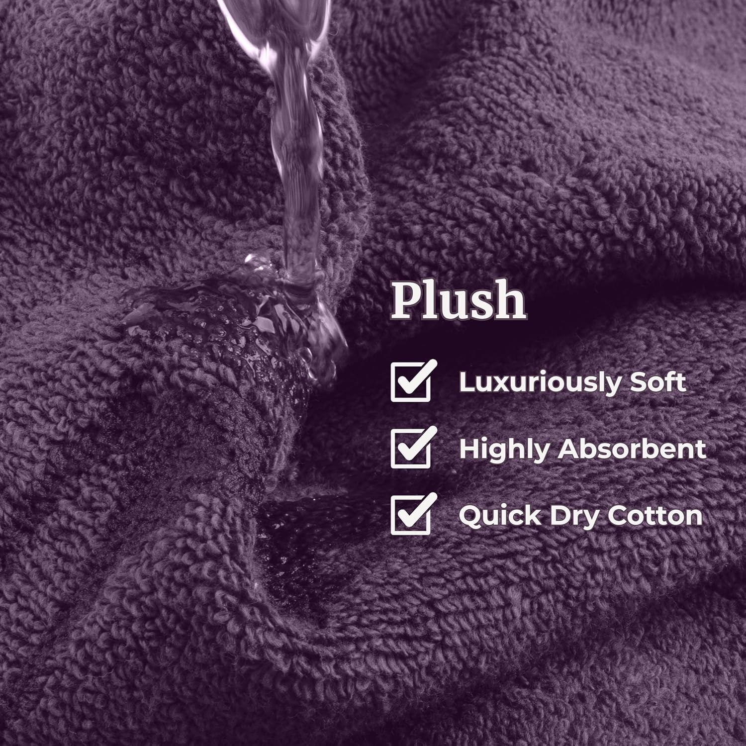 image:imageLavish Home 6 Piece Bathroom Towels Set 525GSM 100 Cotton Bathroom Essentials 2 Bath Sheets 2 Hand Towels and 2 Wash Cloths for Bath Shower Gym Spa and Dorm Room WhiteEggplantWhite
