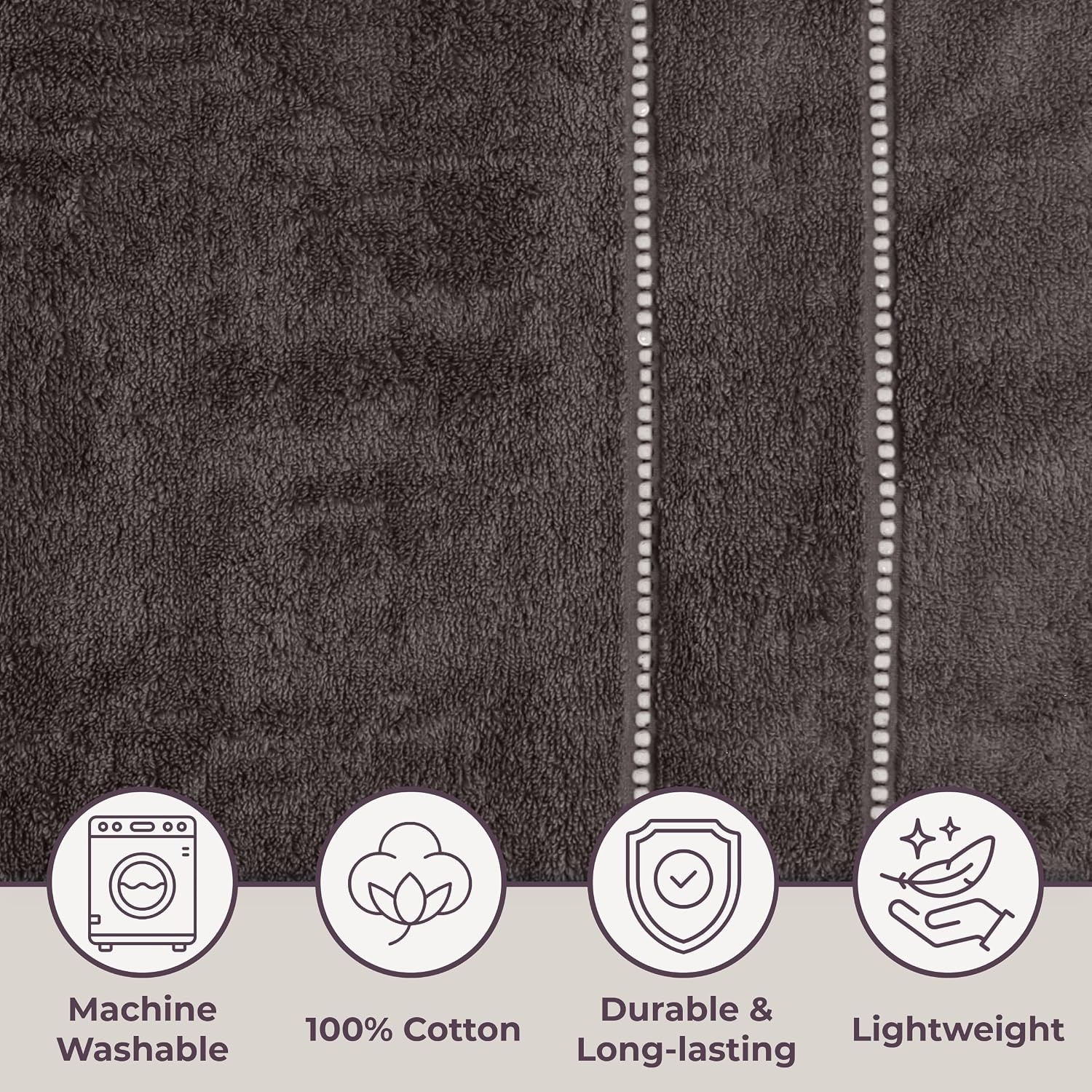 image:imageLavish Home 6 Piece Bathroom Towels Set 525GSM 100 Cotton Bathroom Essentials 2 Bath Sheets 2 Hand Towels and 2 Wash Cloths for Bath Shower Gym Spa and Dorm Room WhiteCharcoal Gray