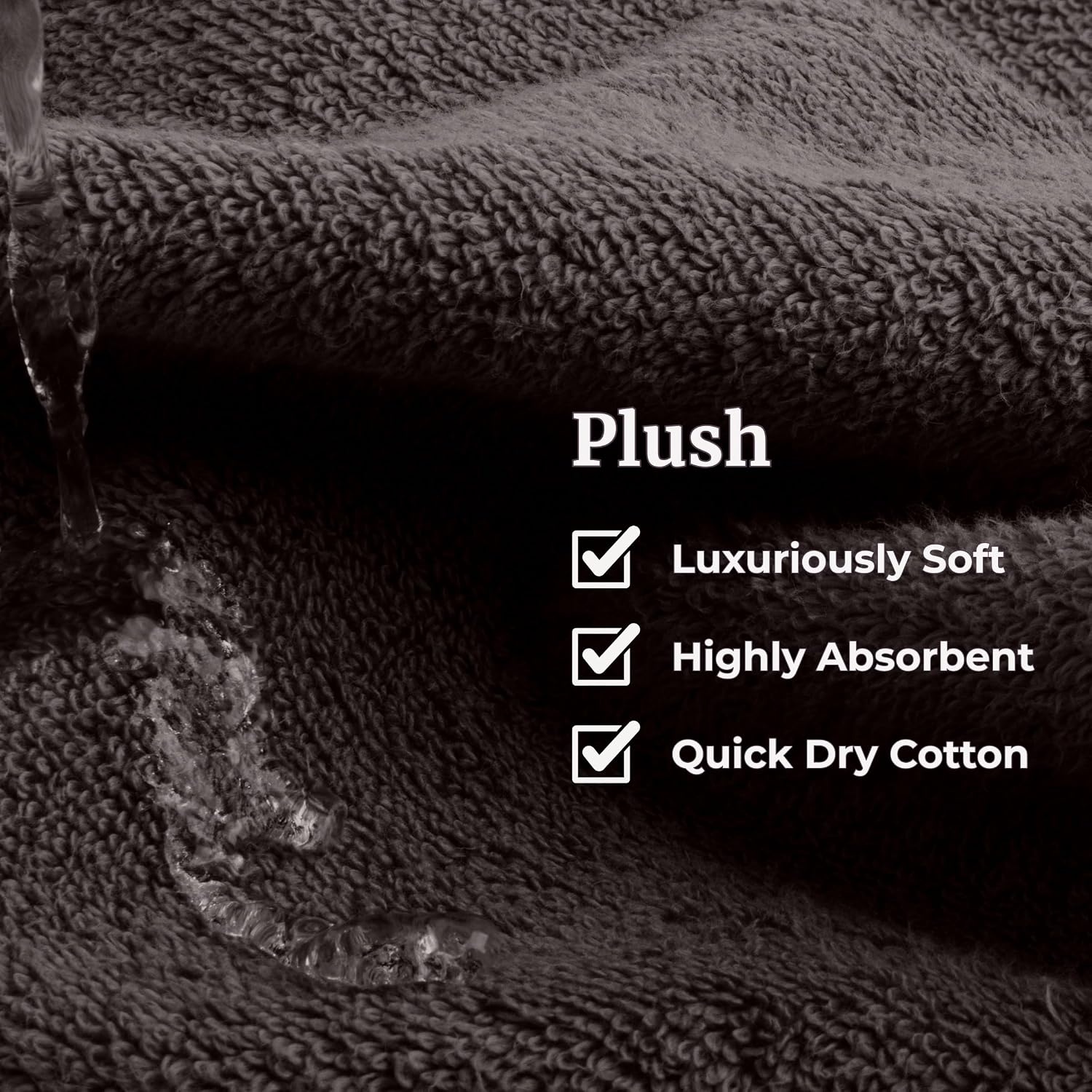 image:imageLavish Home 6 Piece Bathroom Towels Set 525GSM 100 Cotton Bathroom Essentials 2 Bath Sheets 2 Hand Towels and 2 Wash Cloths for Bath Shower Gym Spa and Dorm Room WhiteCharcoal Gray