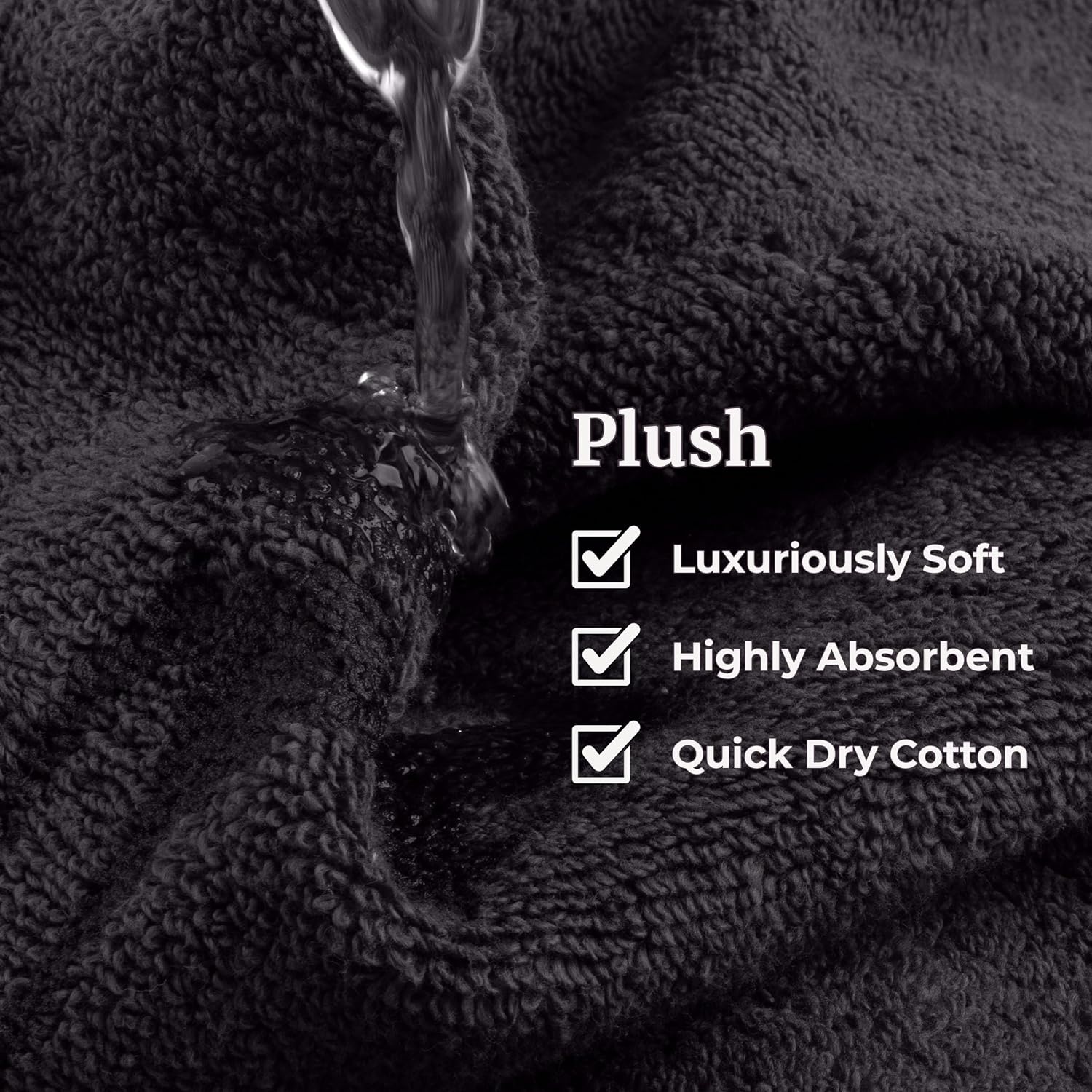 image:imageLavish Home 6 Piece Bathroom Towels Set 525GSM 100 Cotton Bathroom Essentials 2 Bath Sheets 2 Hand Towels and 2 Wash Cloths for Bath Shower Gym Spa and Dorm Room WhiteBlack and White