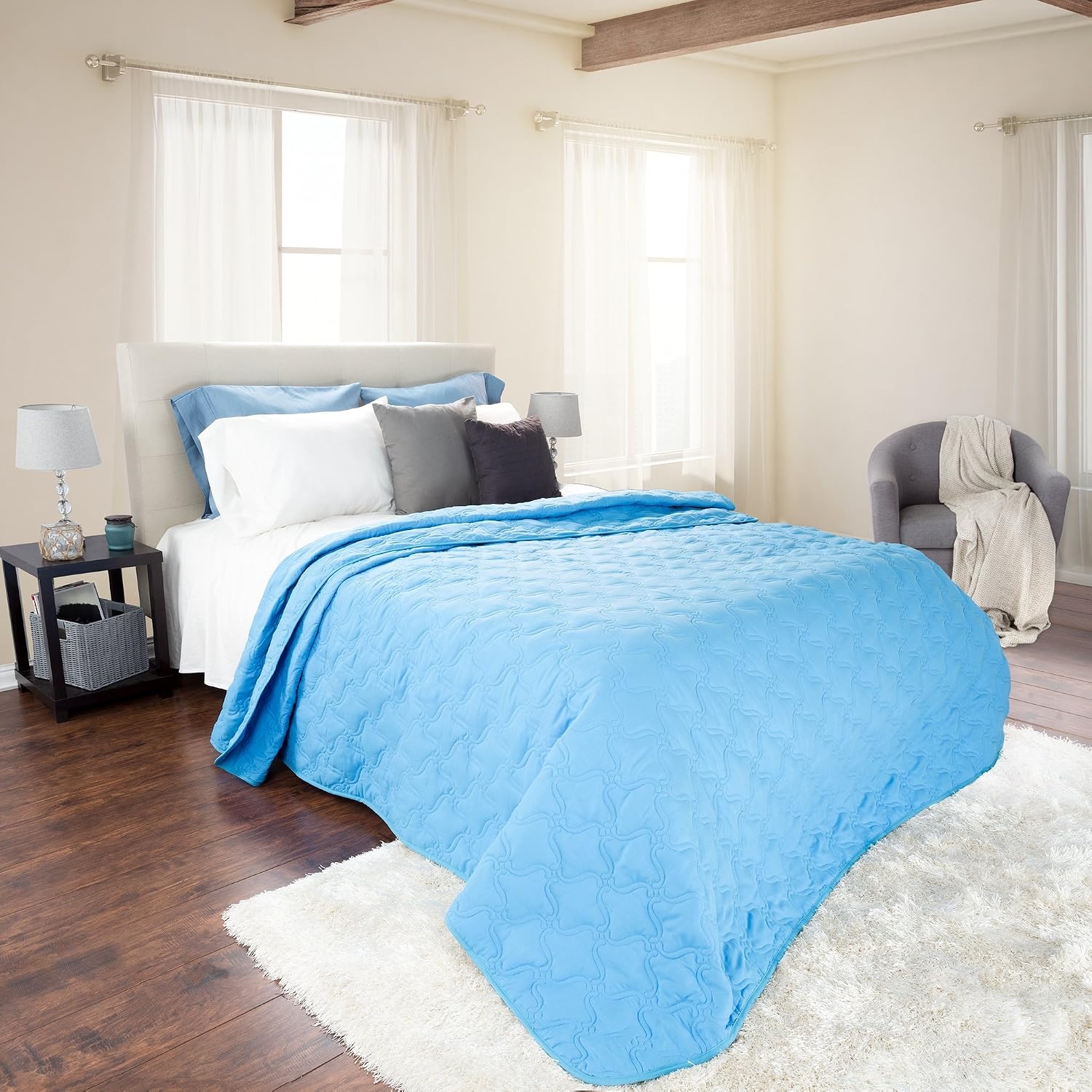 image:imageSolid Color Quilt by Lavish Home King BlackBlue