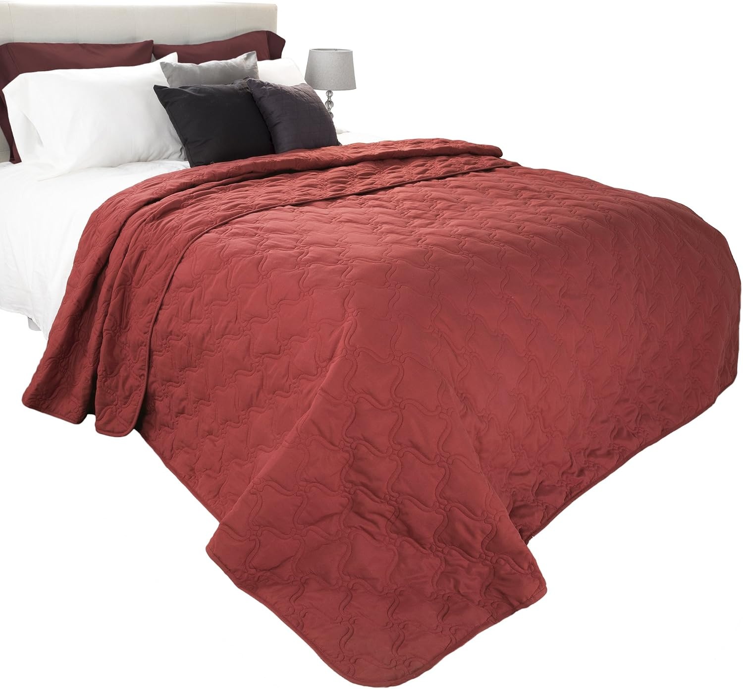 image:imageSolid Color Quilt by Lavish Home King BlackBurgundy