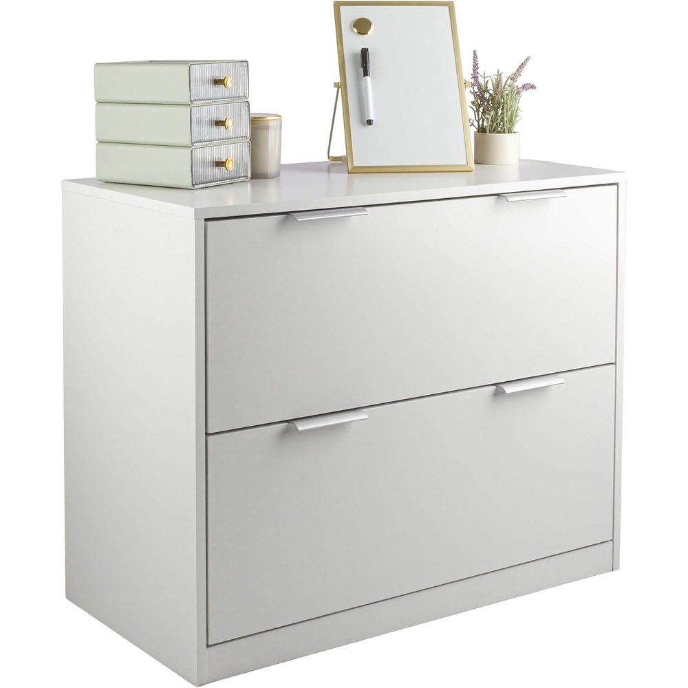 image:image2 Drawer File Cabinet Wooden Lateral Filing Cabinet with 2 Large Storage Drawers and Adjustable Hanging File Bars Printer Stand for Home Office Organization and Storage by Lavish Home White