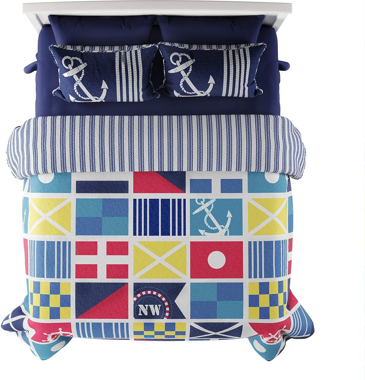 image:image2Piece Twin Quilt Set CoastalThemed Reversible Bedspread with Sham Lightweight Breathable Hypoallergenic Microfiber Bedding by Lavish Home