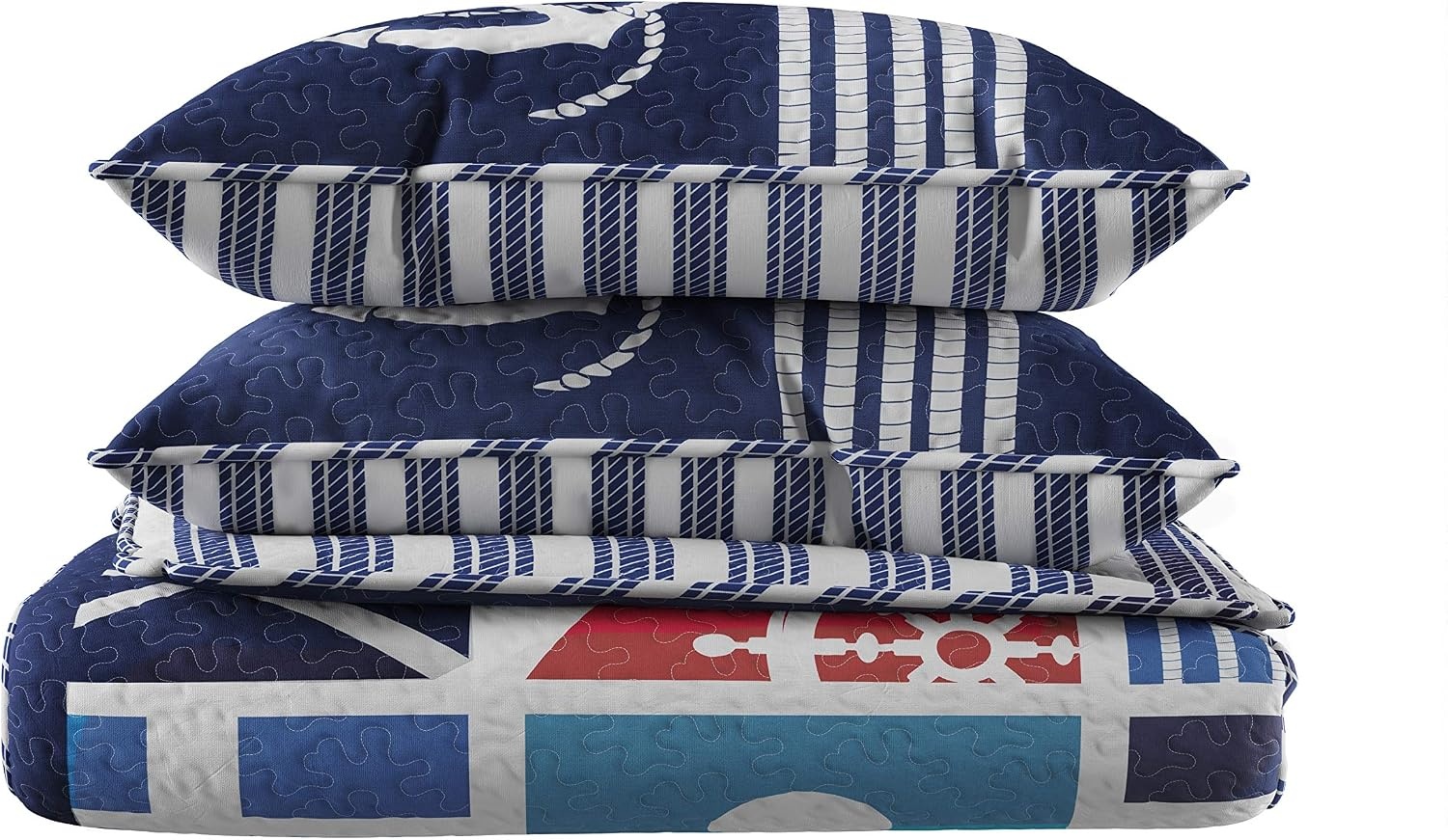 image:image2Piece Twin Quilt Set CoastalThemed Reversible Bedspread with Sham Lightweight Breathable Hypoallergenic Microfiber Bedding by Lavish Home