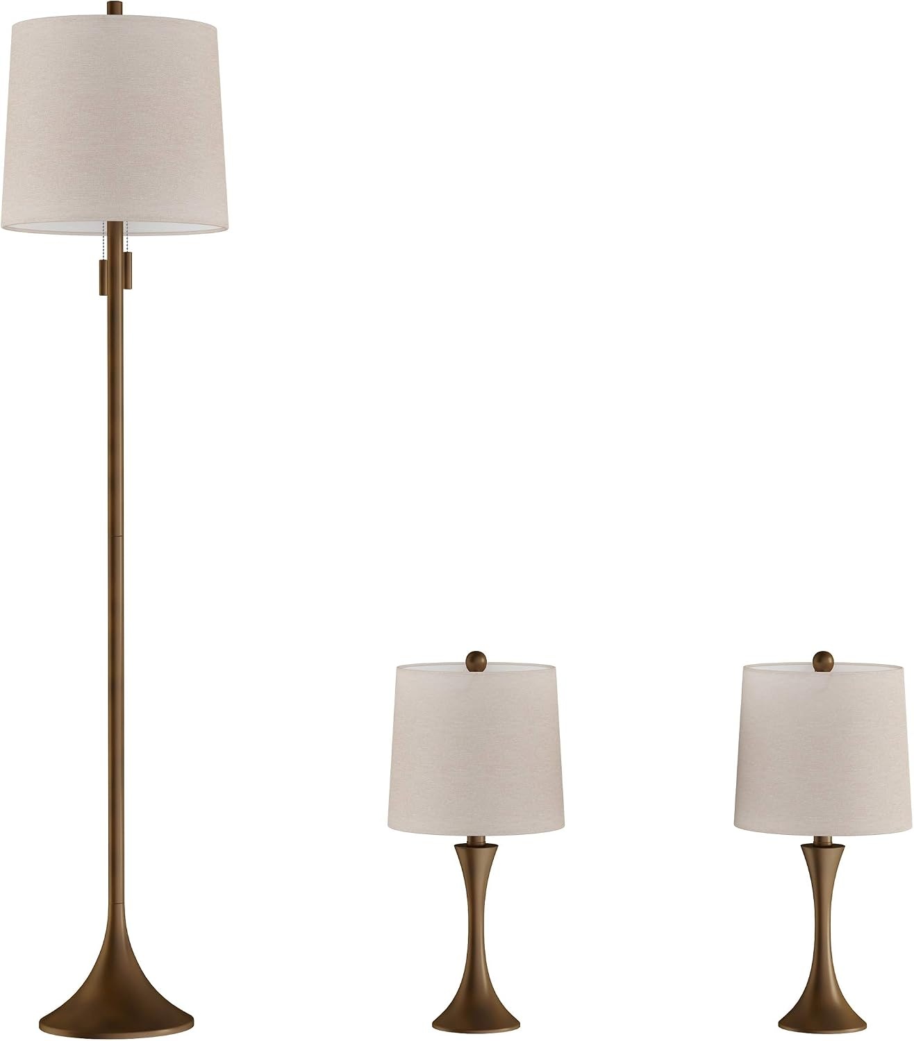 image:imageLavish Home Table and Floor Lamps Set of 3 Modern Metal Lights for Living Room Bedroom or Entry with Flared Base and LED Bulbs BronzeBronze SemiMatte