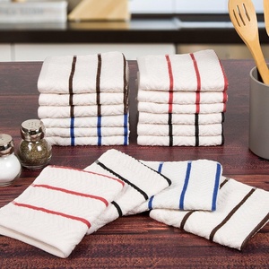 Lavish Home 8-Piece Combed Cotton Kitchen Towels Set – Absorbent Chevron Weave Bathroom Washing Cloths for Cleaning and Drying (Multicolored)