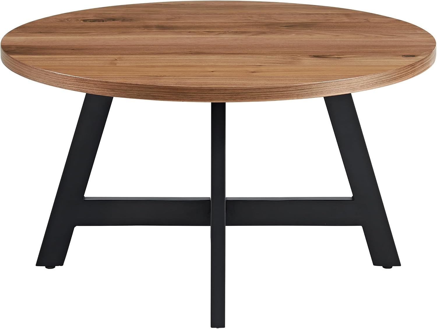 image:imageCoffee Table Industrial Modern Round Table with Wood Top and Metal Base Furniture for Living Room Apartment or Dorm Room by Lavish Home Walnut