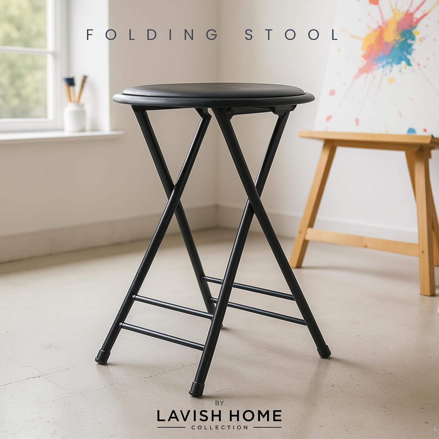 image:imageFolding Stool Portable Backless 18Inch Stool with 225lb Capacity Single Collapsible Counter Bar Stools Compact Folding Chair for Kitchen or Rec Room Camping Indoor and Outdoor by Lavish Home24 Inch