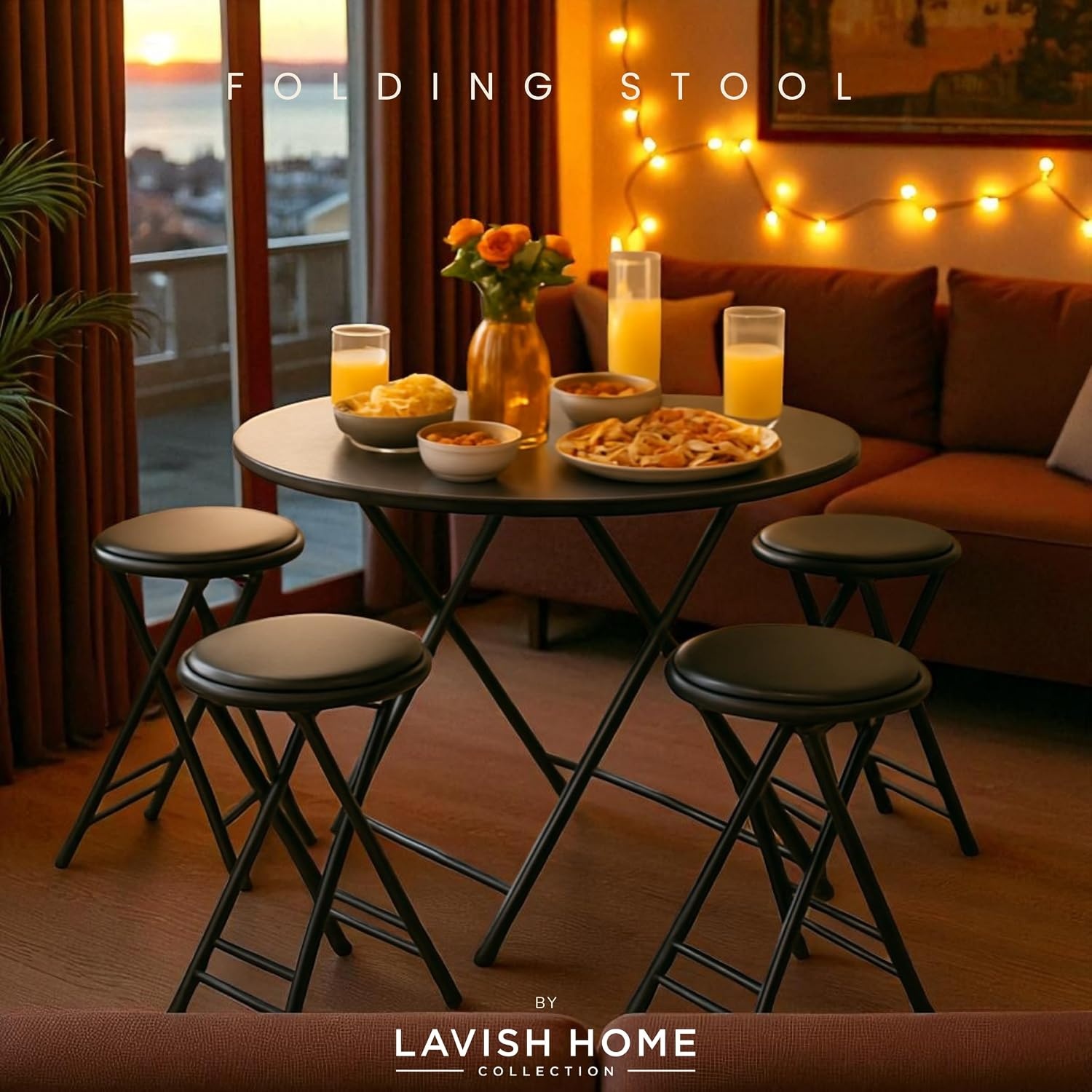image:imageFolding Stool Portable Backless 18Inch Stool with 225lb Capacity Single Collapsible Counter Bar Stools Compact Folding Chair for Kitchen or Rec Room Camping Indoor and Outdoor by Lavish Home24 Inch