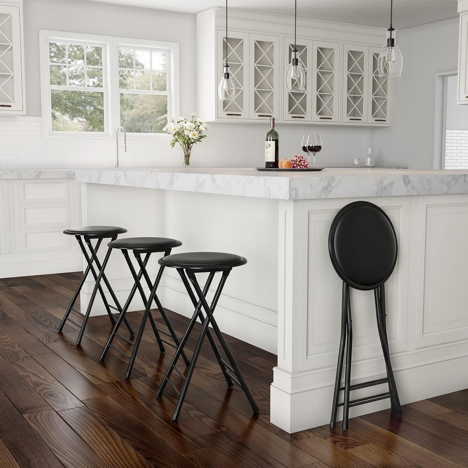 image:imageFolding Stool Portable Backless 18Inch Stool with 225lb Capacity Single Collapsible Counter Bar Stools Compact Folding Chair for Kitchen or Rec Room Camping Indoor and Outdoor by Lavish Home24 Inch