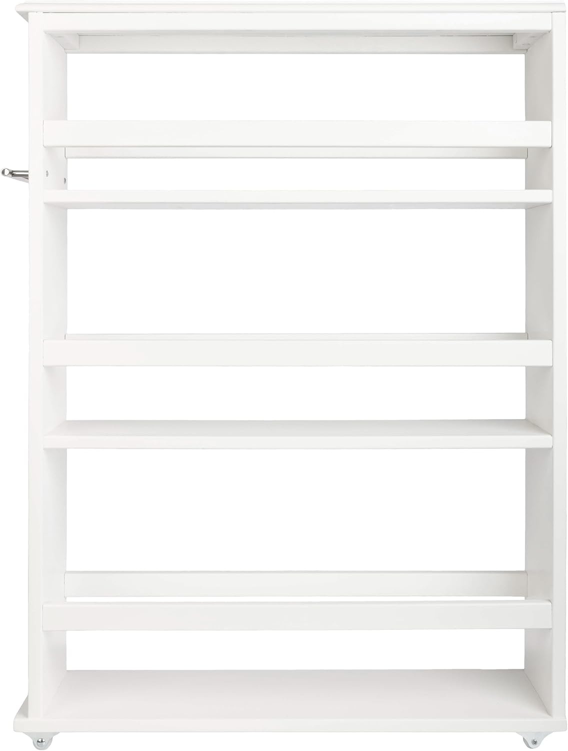 image:imageLavish Home 3 Tier Slim Utility Rolling Storage Cart White 25W x 57D Narrow Rolling Cart Storage Organizer with Handle and Wheels for Bathroom Laundry Room and Kitchen PullOut Home OrganizerWhite