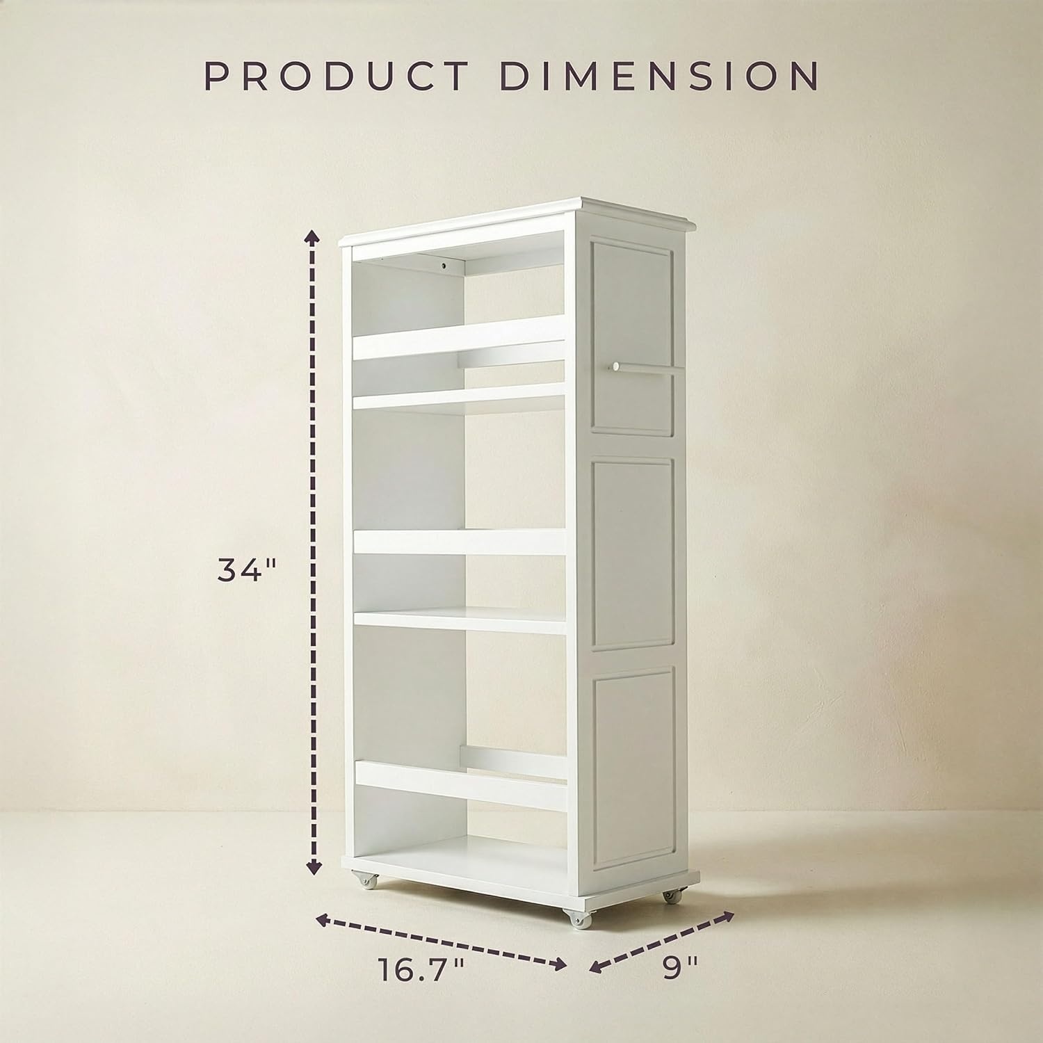 image:imageLavish Home 3 Tier Slim Utility Rolling Storage Cart White 25W x 57D Narrow Rolling Cart Storage Organizer with Handle and Wheels for Bathroom Laundry Room and Kitchen PullOut Home OrganizerWhite