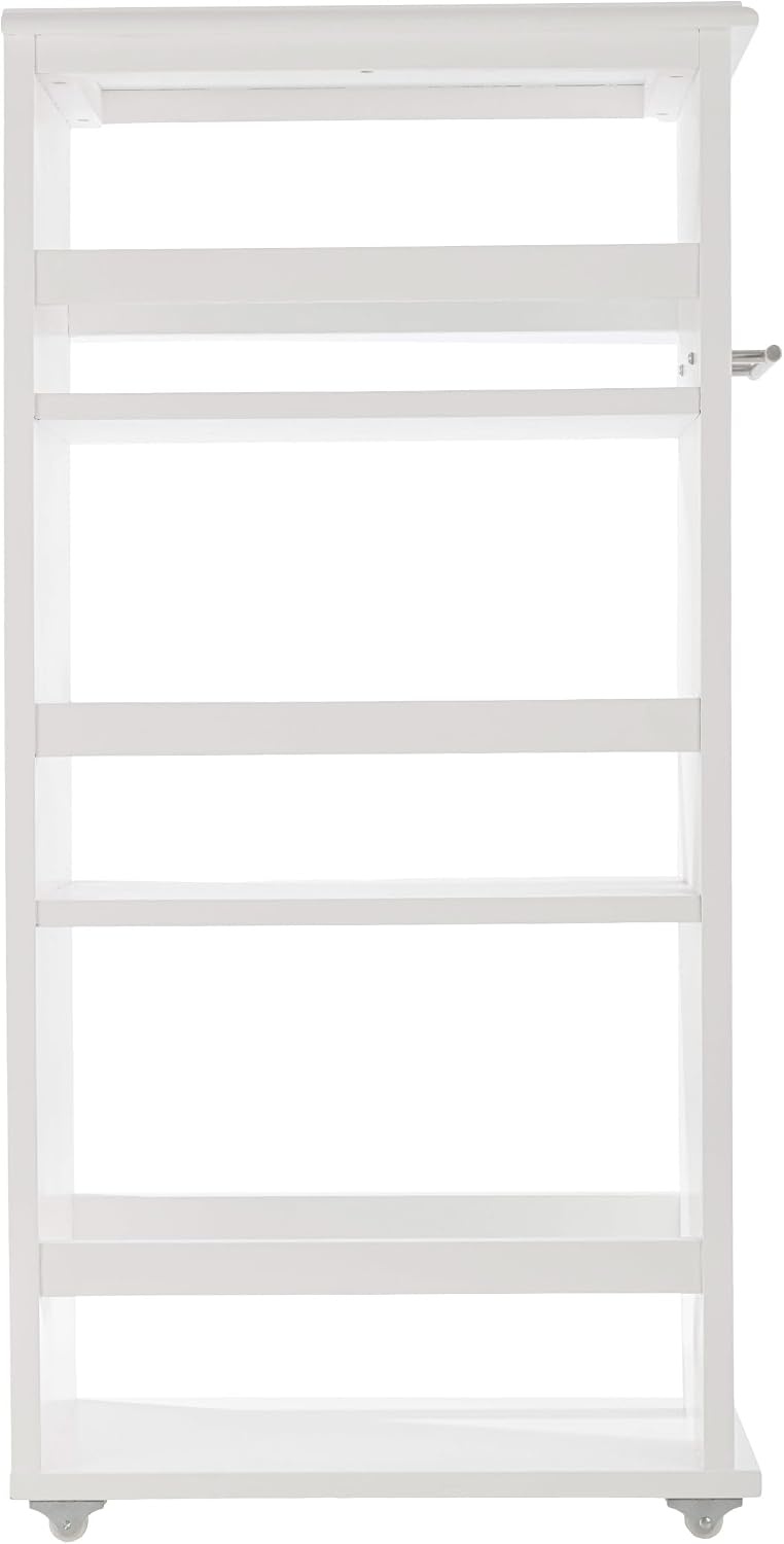 image:imageLavish Home 3 Tier Slim Utility Rolling Storage Cart White 25W x 57D Narrow Rolling Cart Storage Organizer with Handle and Wheels for Bathroom Laundry Room and Kitchen PullOut Home OrganizerWhite