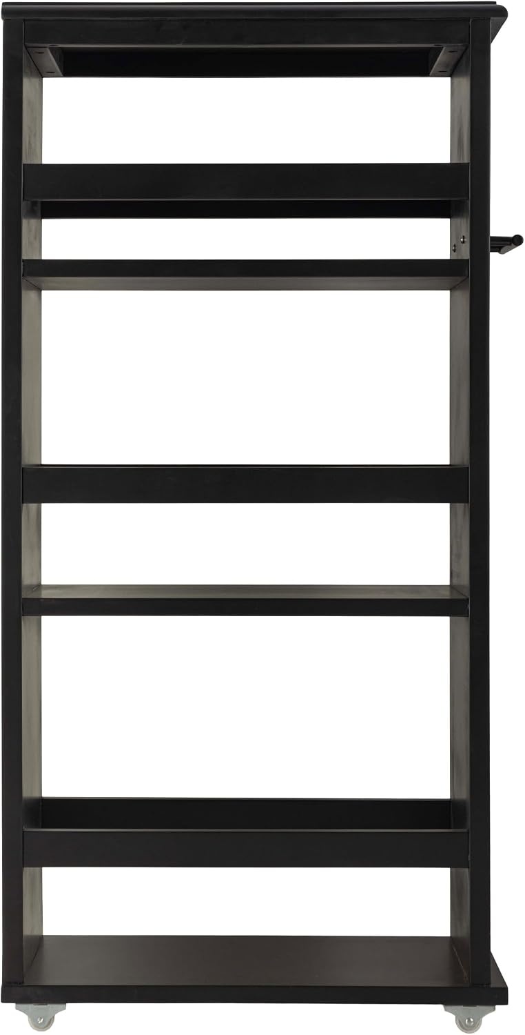 image:imageLavish Home 3 Tier Slim Utility Rolling Storage Cart White 25W x 57D Narrow Rolling Cart Storage Organizer with Handle and Wheels for Bathroom Laundry Room and Kitchen PullOut Home OrganizerBlack