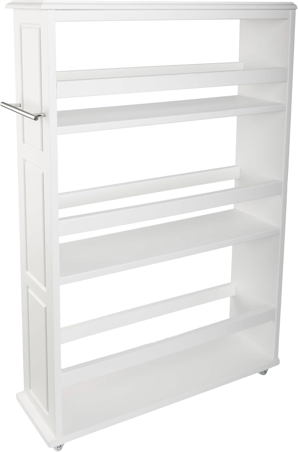 image:imageLavish Home 3 Tier Slim Utility Rolling Storage Cart White 25W x 57D Narrow Rolling Cart Storage Organizer with Handle and Wheels for Bathroom Laundry Room and Kitchen PullOut Home OrganizerWhite