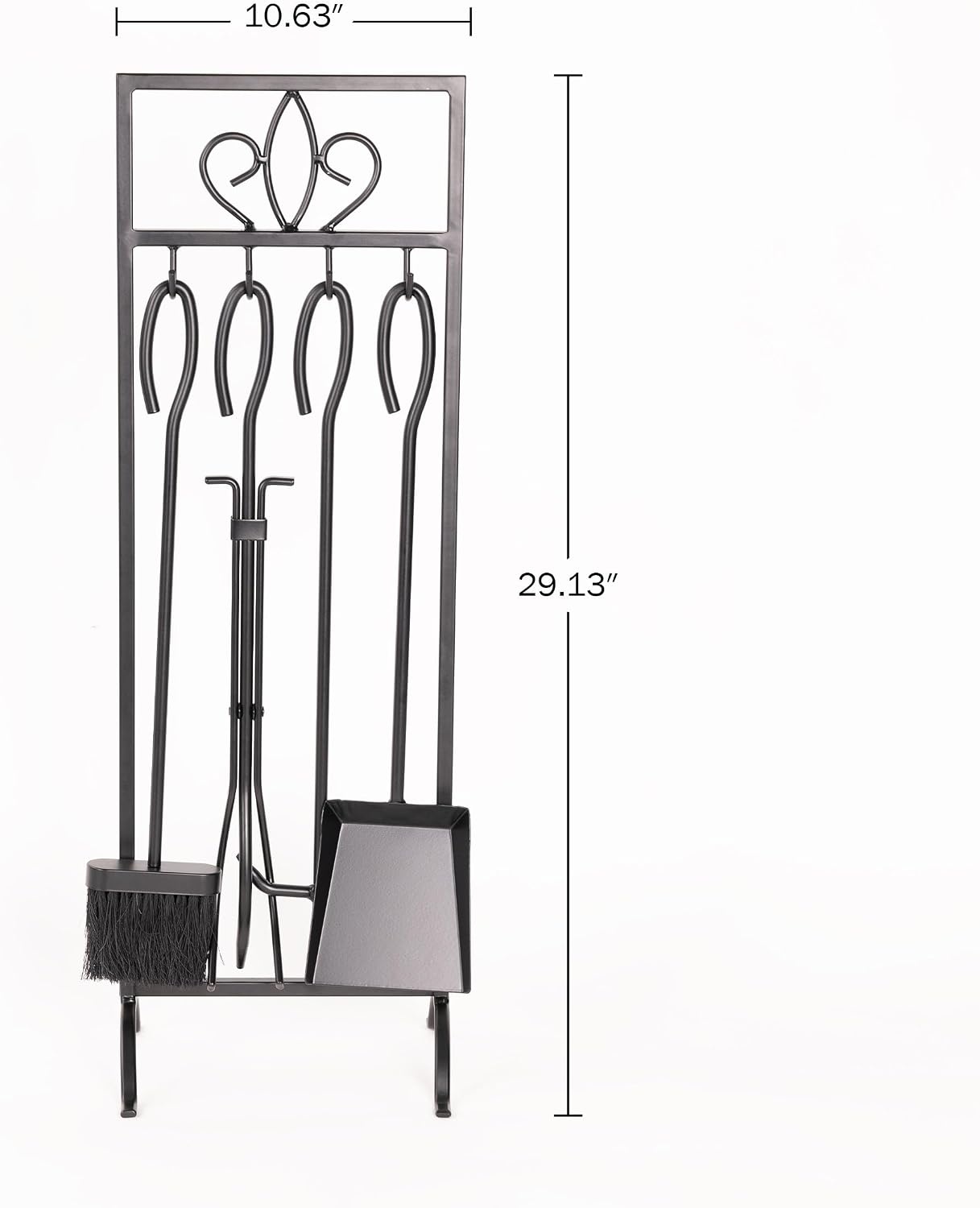 image:imageLavish Home 5Piece Fireplace Tools Set Fire Tools for Fire Places Fire Pits and Woodstoves IndoorOutdoor Fireplace Accessories with Poker Tongs Brush Shovel and Stand BlackBlack
