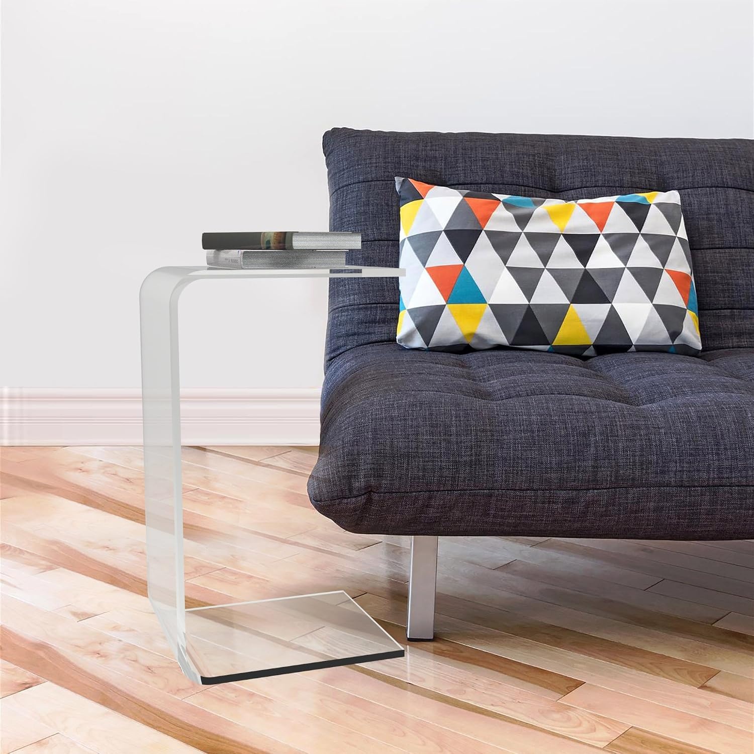 image:imageLavish Home Acrylic Side Table Clear 14 x 12 x 24 Multipurpose C Shaped End Table for Laptop Working Writing or Coloring Modern Acrylic Furniture