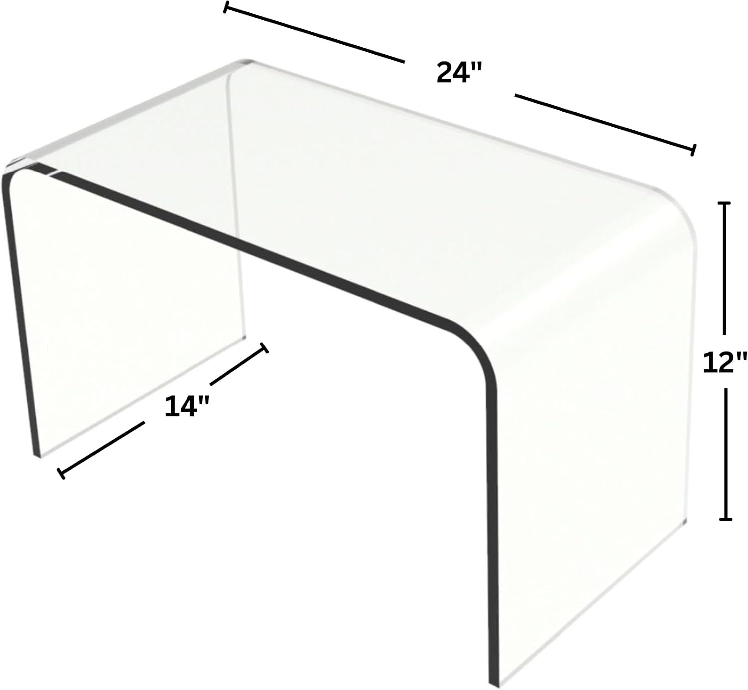 image:imageLavish Home Acrylic Side Table Clear 14 x 12 x 24 Multipurpose C Shaped End Table for Laptop Working Writing or Coloring Modern Acrylic Furniture