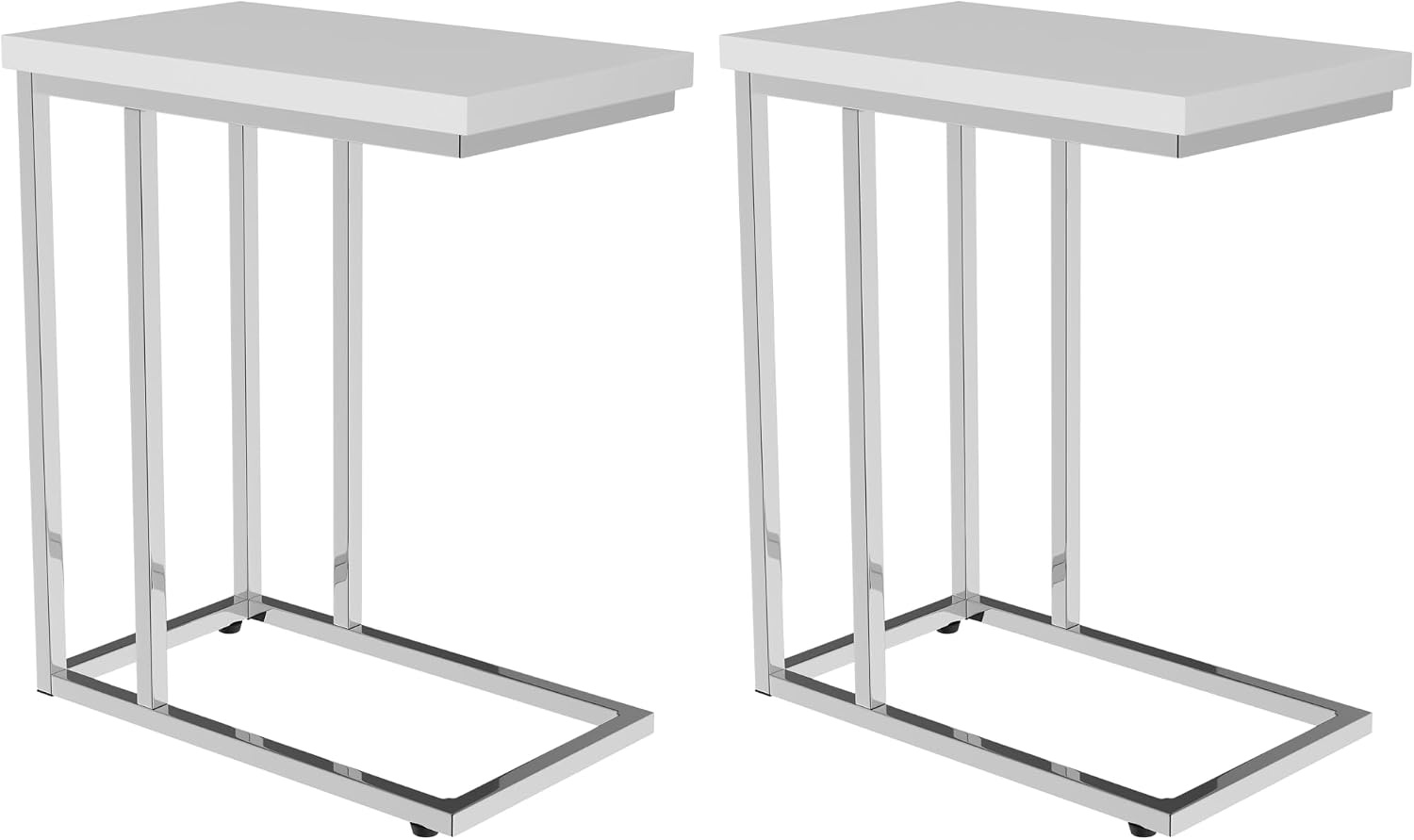 image:imageLavish Home CShaped Sofa Side Table Modern End Table Laptop Tray or Compact Bedside Nightstand Space Saving Furniture by Lavish Home WhiteSet of 2