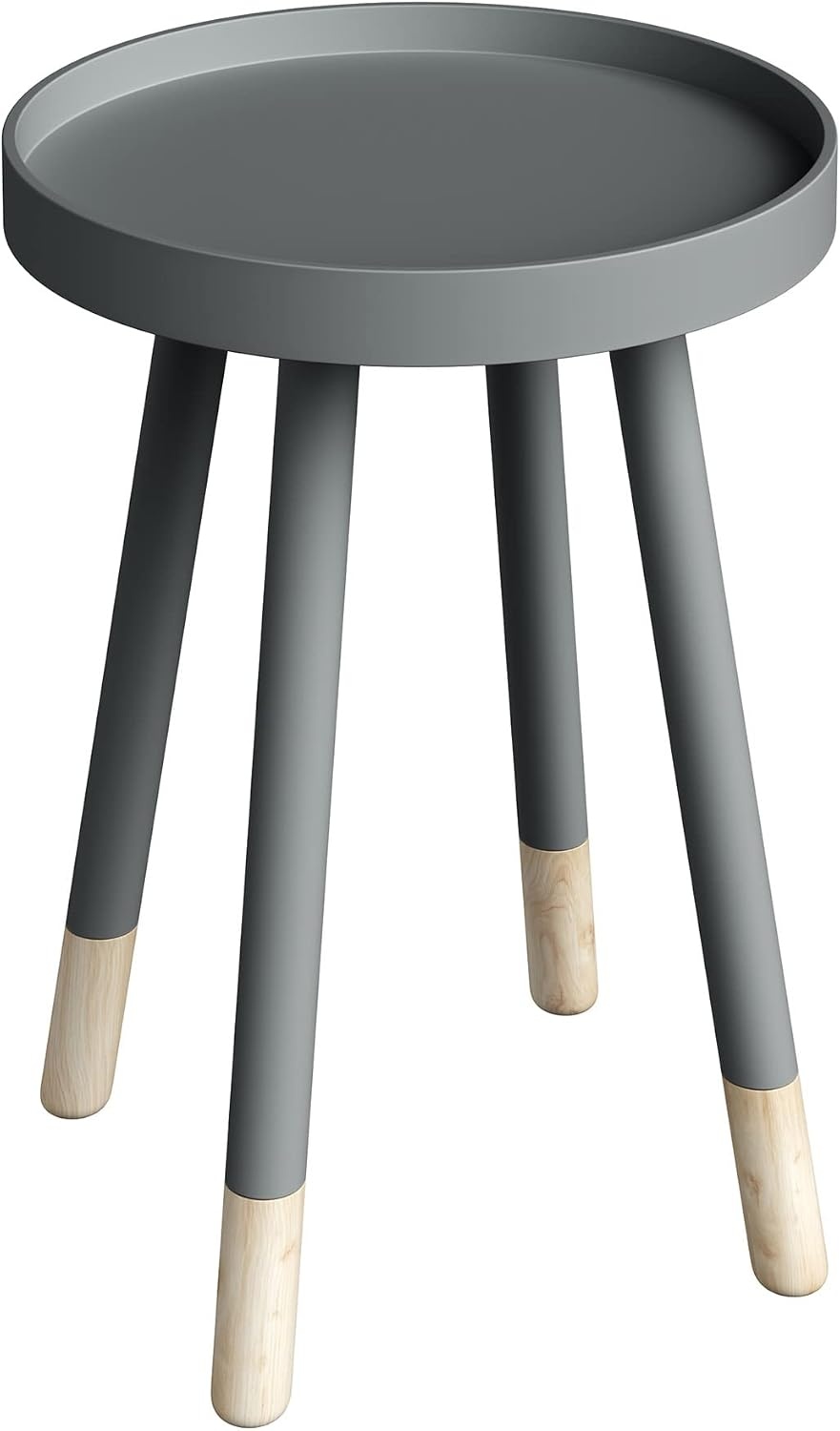 image:imageLavish Home Round End Table Set of 2 17 Inch Small Round Side Table Set with Tray Tops and ColorBlock Spindle Legs Wooden Mid Century Modern Living Room Furniture BlackGrey