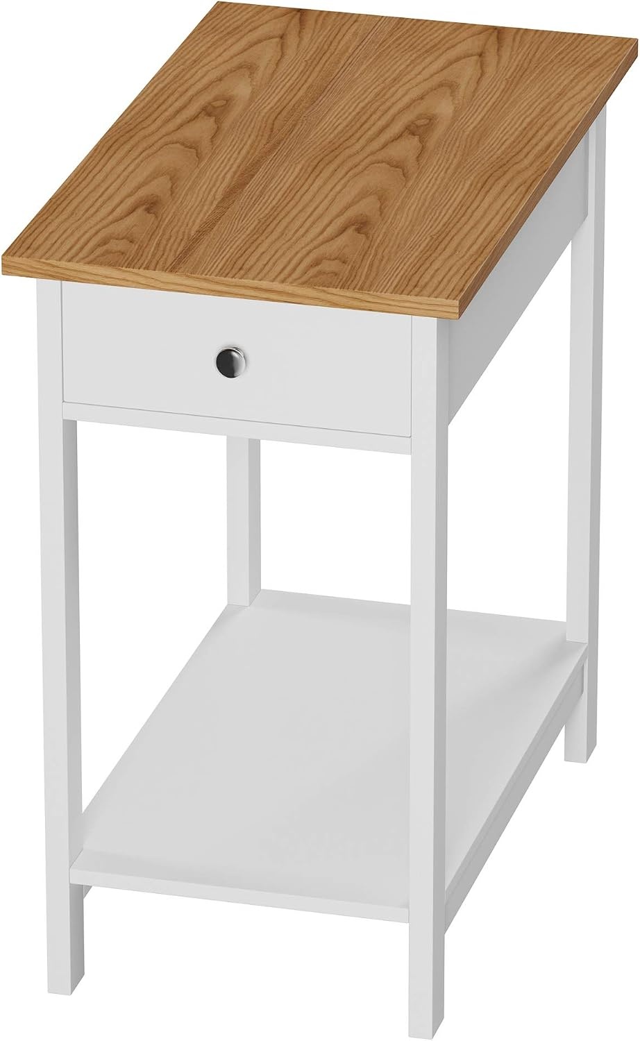 image:imageSide Table Small Night Stand with Drawer and Open Storage Shelf Traditional Style Bedroom or Living Room Furniture Use as Bedside Table or End Table by Lavish Home WhiteSingle Table