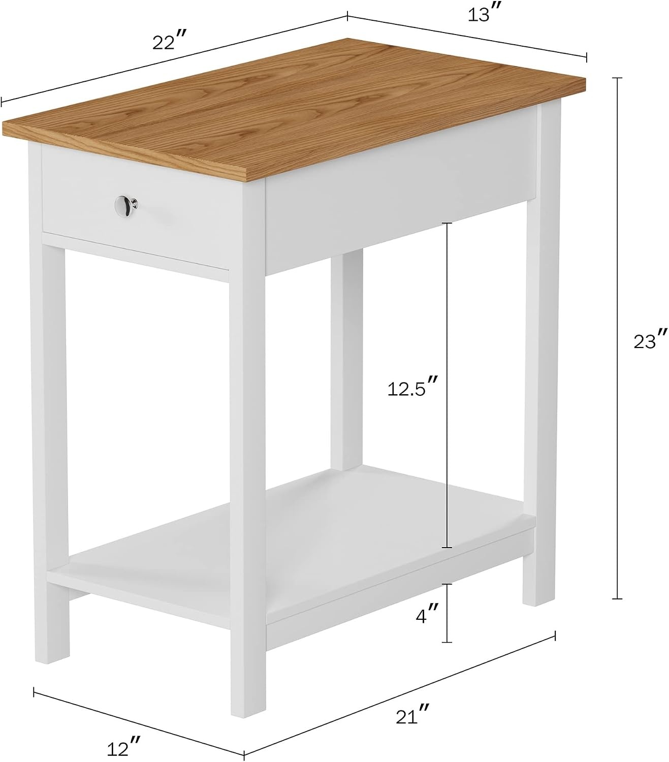 image:imageSide Table Small Night Stand with Drawer and Open Storage Shelf Traditional Style Bedroom or Living Room Furniture Use as Bedside Table or End Table by Lavish Home WhiteSet of 2