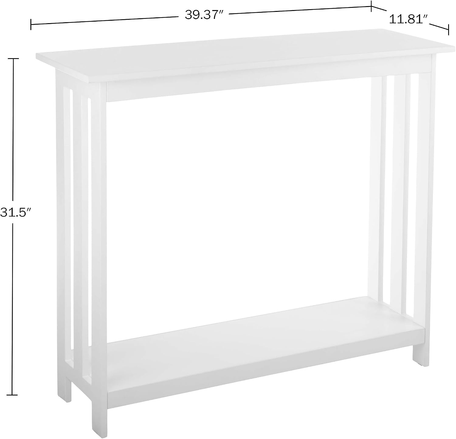 image:imageSlim Console Table 39in x 118in Narrow Entryway Table 2Tier Sofa Table with Open Storage Shelf Console Tables for Entryway Hallway and Foyer Living Room Furniture by Lavish Home BlackWhite